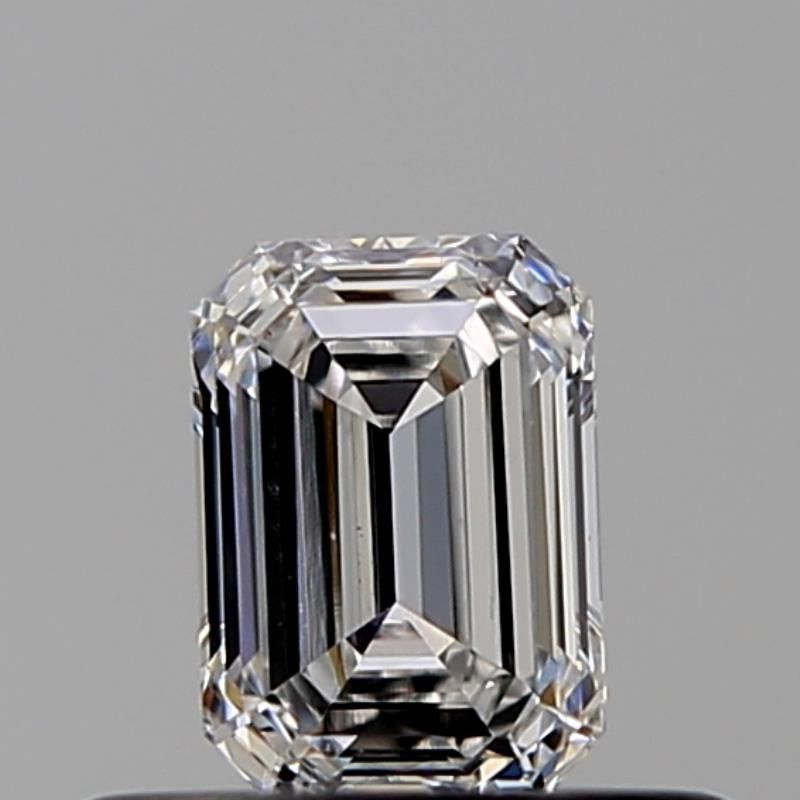 0.34-carat emerald diamond with E color, Good cut, and VVS1 clarity.