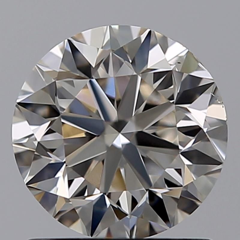 1-carat round diamond with J color, Very Good cut, and VS2 clarity.