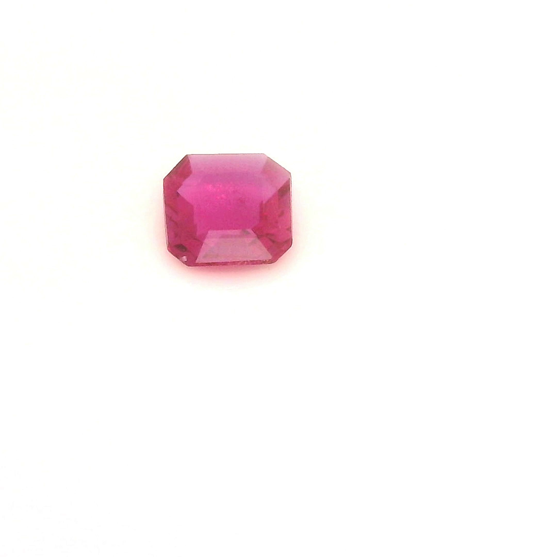 Certified Ruby Asscher 0.30 ct gemstone, Red