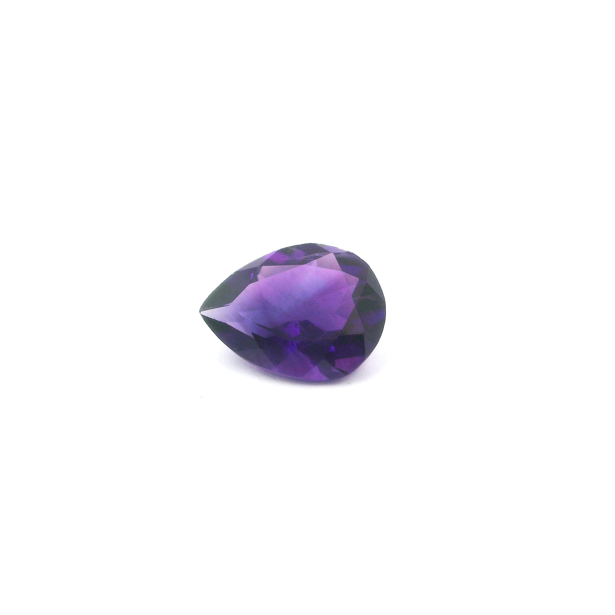 Certified Amethyst Pear 1.38 ct gemstone, Purple